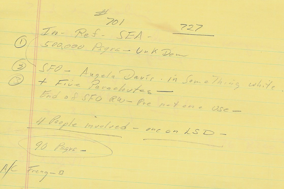 8. Holder’s initial demands, as recorded by the head of Western Airlines’ dispatch center in Los Angeles. (Private Collection of William Newell)