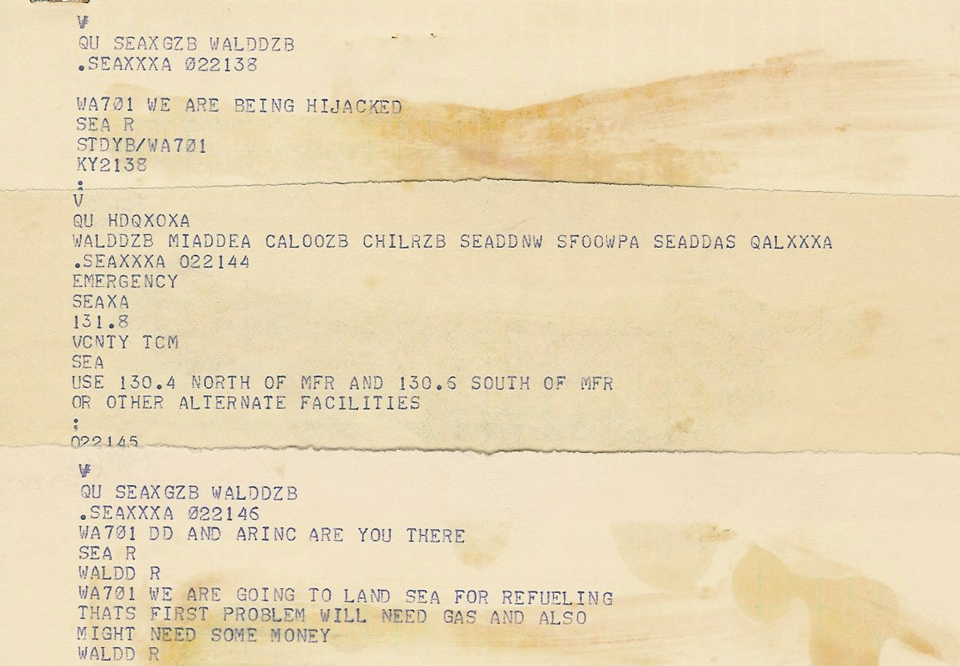 7. From the transcript of Flight 701’s communications. (Private Collection of William Newell)